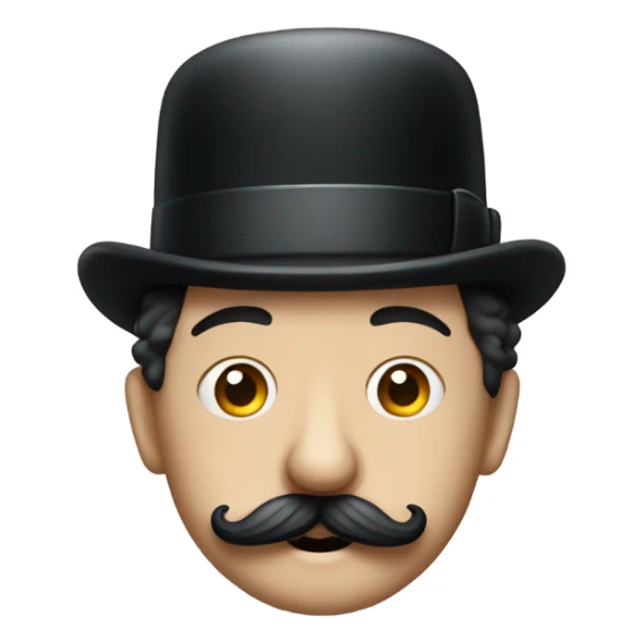 Charlie Chaplin with only central portion of mustache with a birthday hat sticker