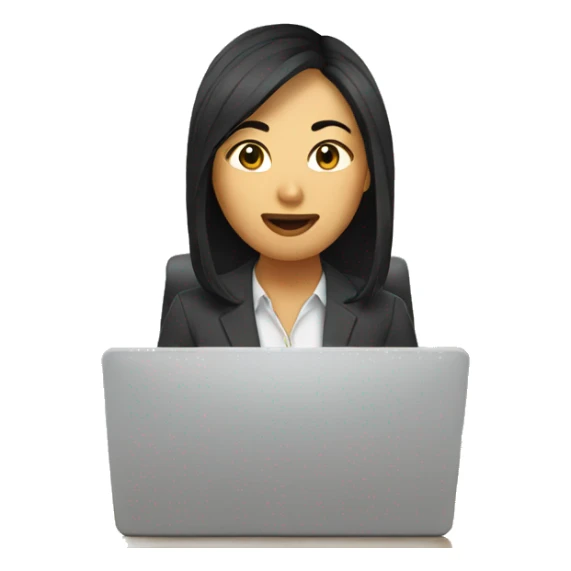 Asian girl in her office room on computer sticker