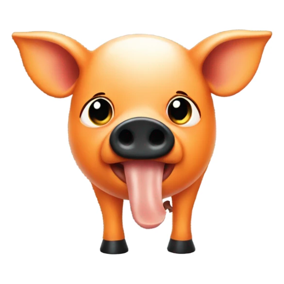 Orange pig with black patches eating corn sticker