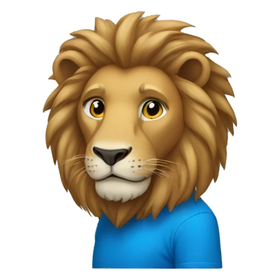 A lion wearing a blue t-shirt sticker