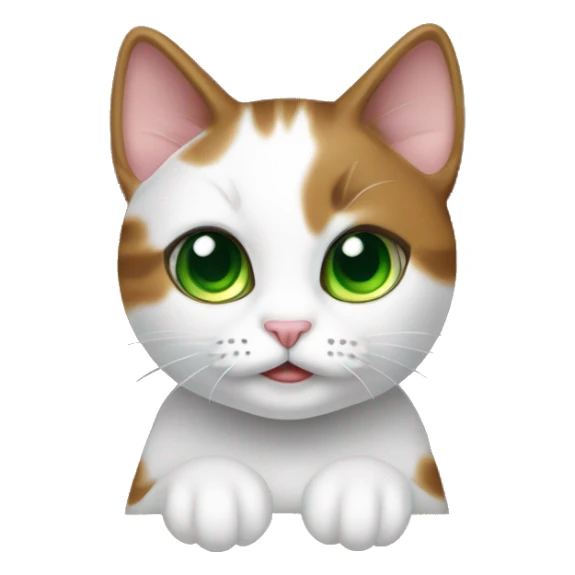 Cat Green eyes bicolor brown in box sticker