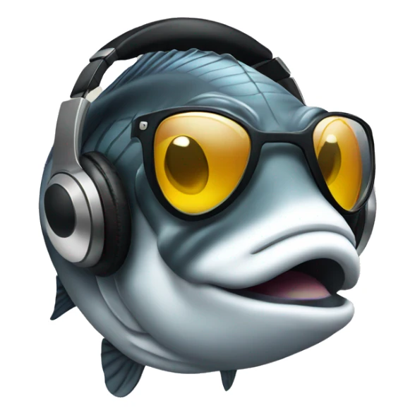 Sea bass wearing headphones and sunglasses sticker