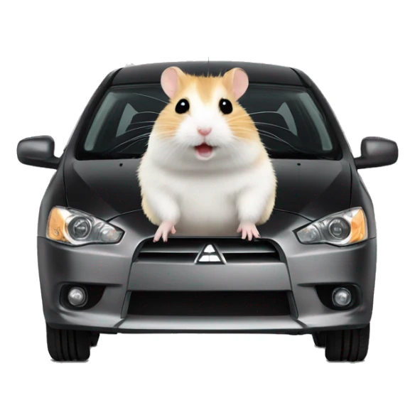 Hamster on Mitsubishi lancer black  sticker