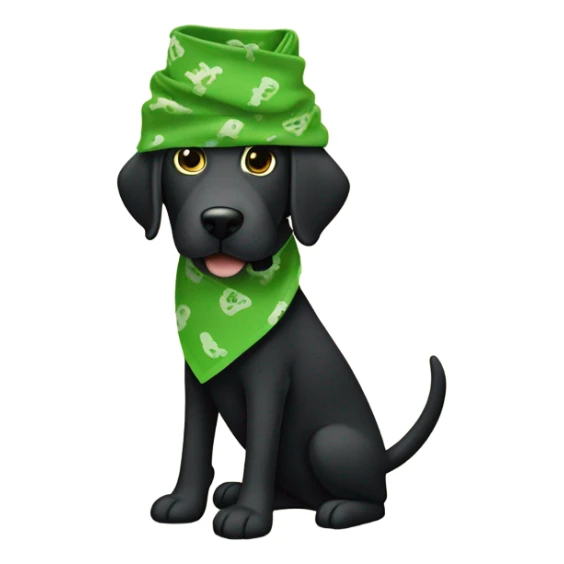 Black lab wearing green bandanna, scooting butt on carpet farting ￼ sticker