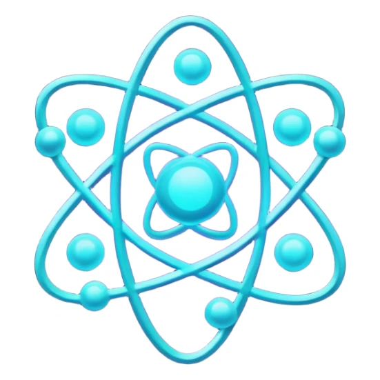futuristic minimalistic logo icon, glowing atom, neon purple (#8B5CF6) and cyan (#00E0FF) glow, representing Atom team creativity and innovation, clean tech design, no face, 1:1 aspect ratio sticker