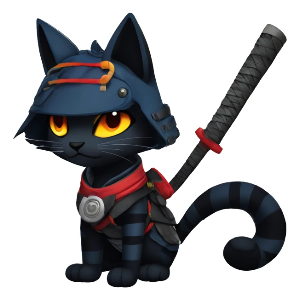 Edgy Shy Anthro Samurai cool pretty dark Litten-Pokémon-cat-fursona-animal techwear Bandages gloves socks sticker