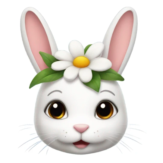 bunny with eyelashes and a flower on her head sticker