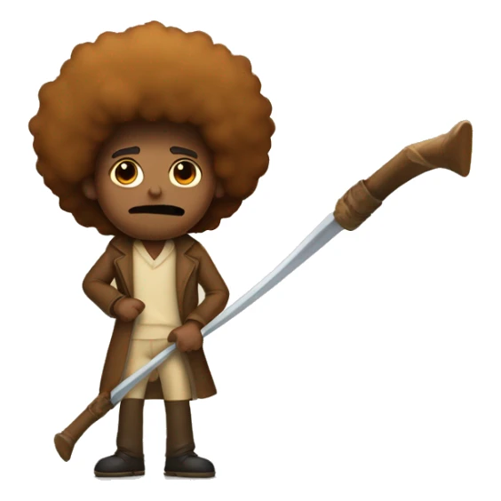 Caramel skinned man with afro holding a scythe sticker