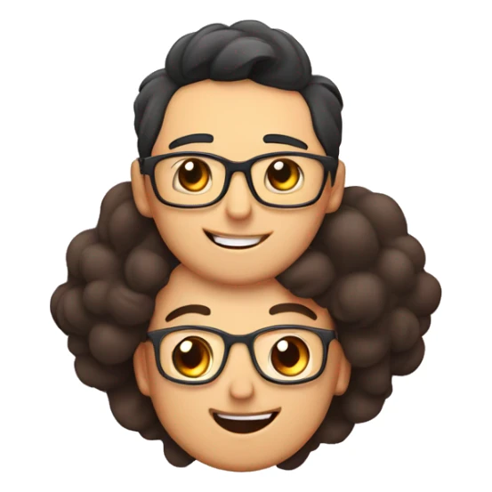 Cute wife relaxing put her head on her husbands chest and smiling husban with glasses sticker