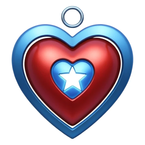 A red Iron Man heart with a glowing blue star in the center sticker