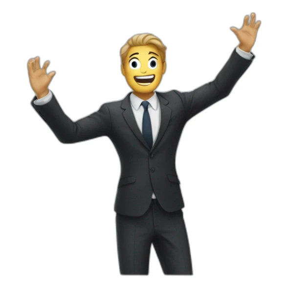 man in suit arms in the air summoning something sticker