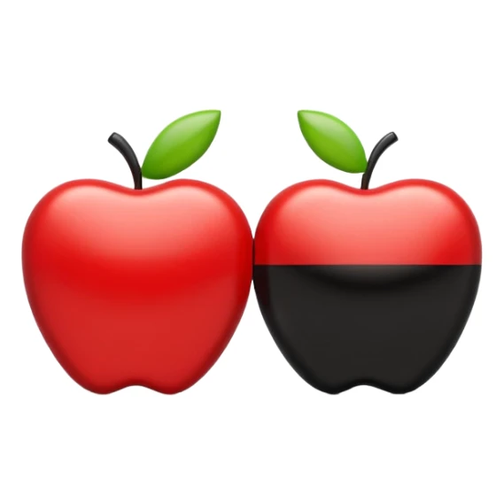3D glossy emoji of two checkers pieces, one red and one black, smooth rounded plastic texture, soft realistic lighting, subtle reflections, clean white background, Apple emoji style, high detail, balanced shadows. sticker