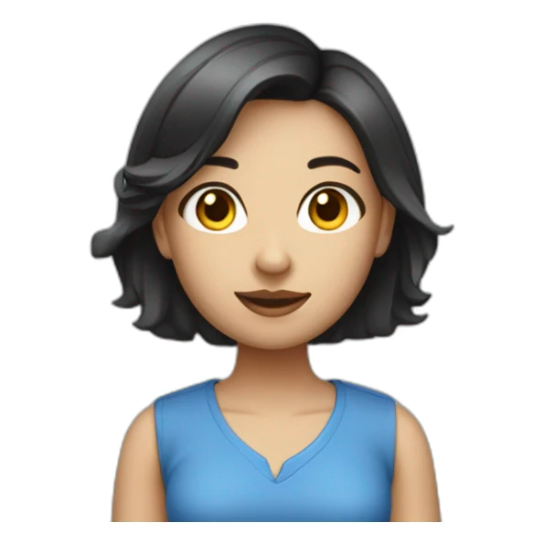 Beatiful architect girl with short dark hair and blu shirt sticker