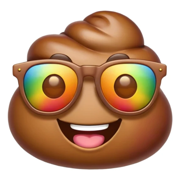 rainbow poop emoji with sunglasses sticker