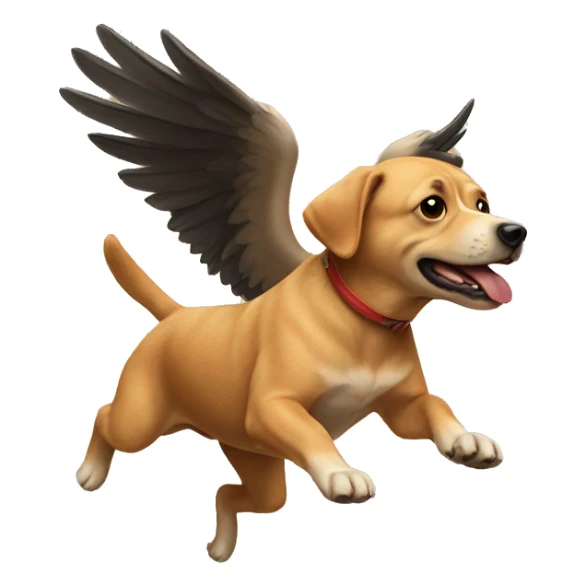 a dog flying ontop of a bird sticker