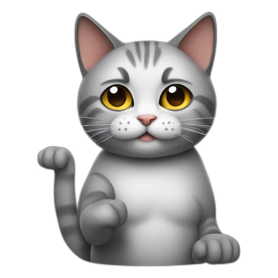 A cat giving a thumbs down with a frown sticker