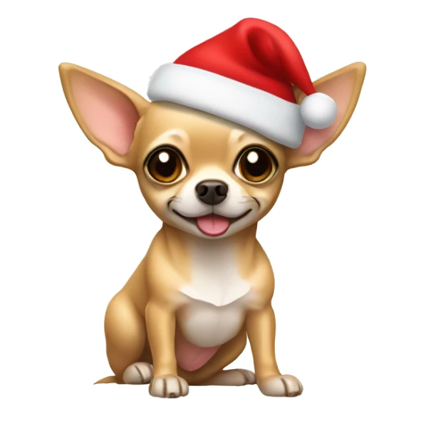 Tan chihuahua with a Santa hat sticker