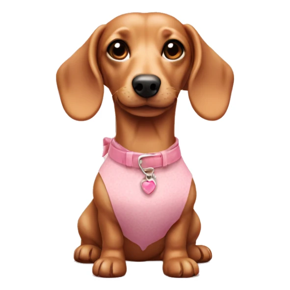 Dachsund cream with pink dress sticker