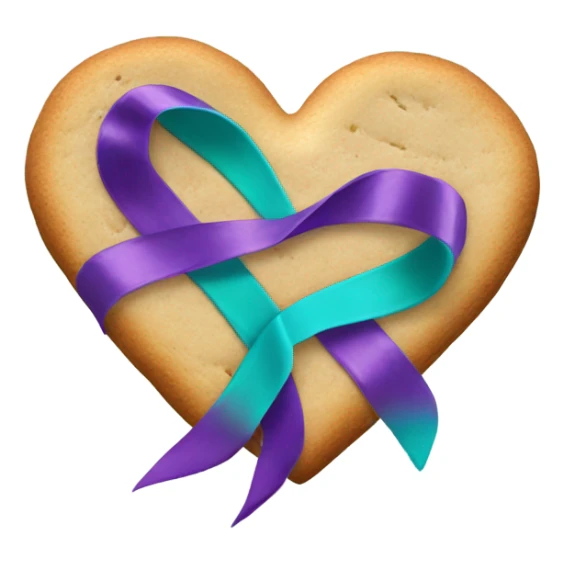 Cookie heart with teal purple awareness ribbon sticker