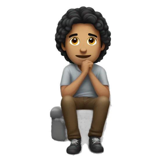 Dark haired MAN sitting in a mobile home sticker