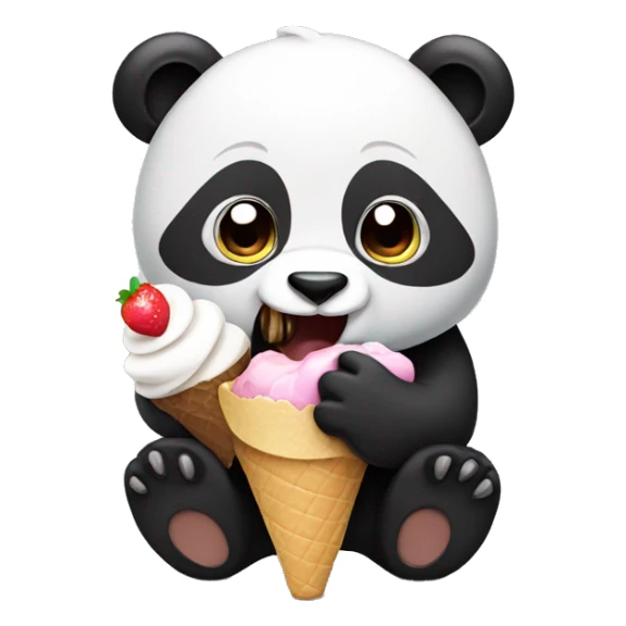 Panda eating ice cream sticker