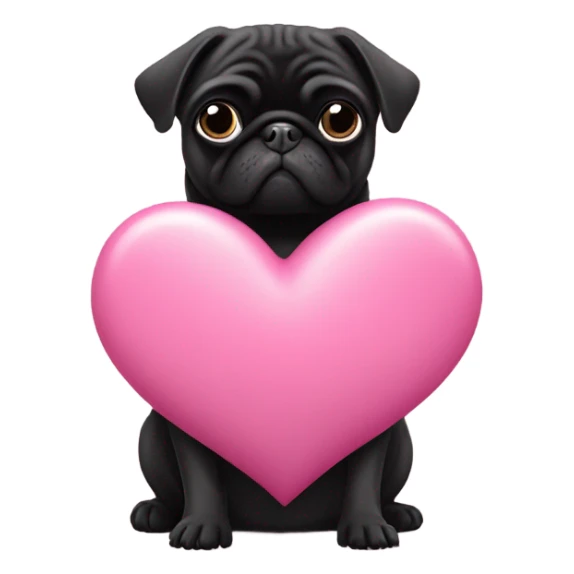 Black pug in a pink heart sticker