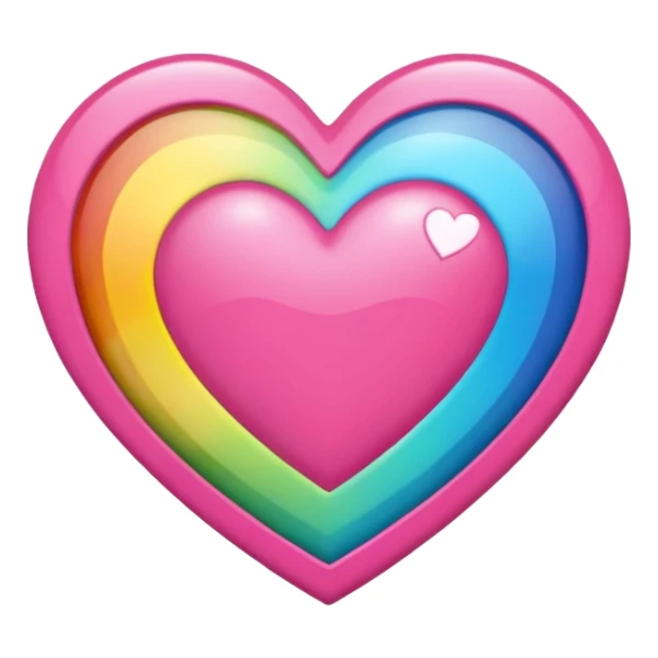 heart with a rainbow heart center sticker