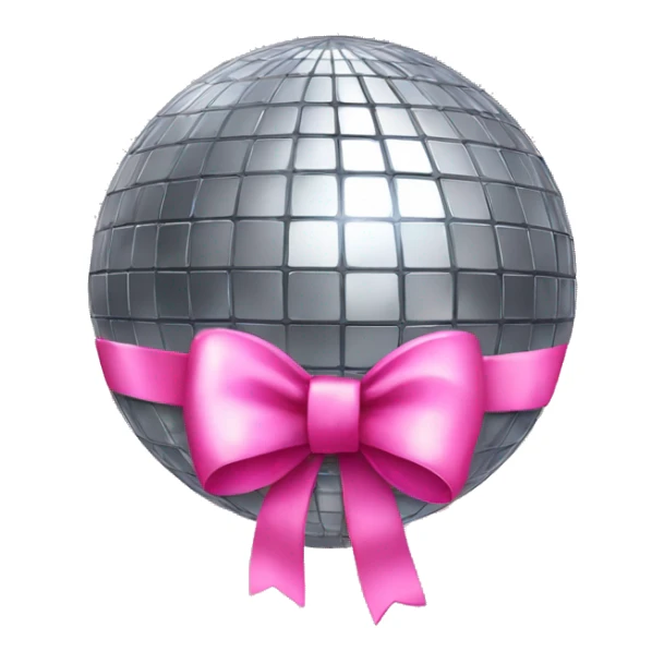 disco ball with a pink bow on top sticker