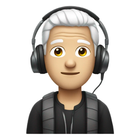 Man with white hair and beats sticker