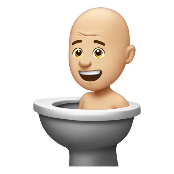 Bald head coming from the toilet ￼ sticker