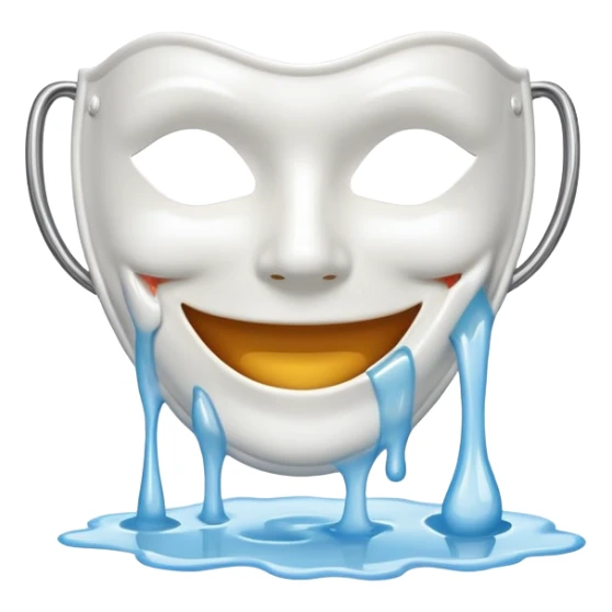 Smile mask being taken off a melting smile sticker