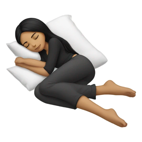 girl with long straight black hair sleeping sticker