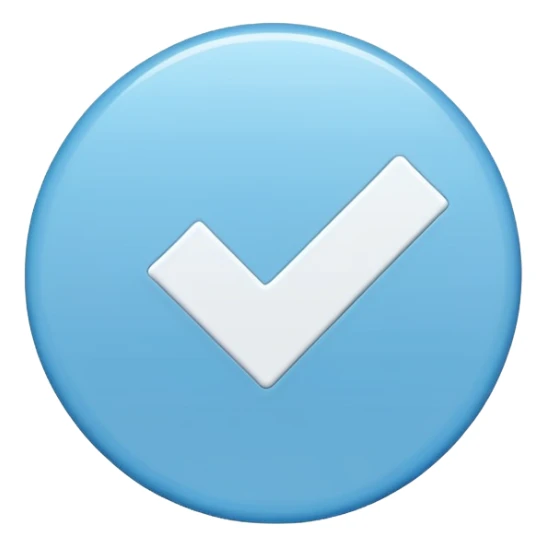 Draw a circle Sky blue and the verified  with a blank checkmark ☑️ sticker