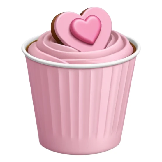 Two glossy square milk chocolate pralines placed diagonally, each in a white ridged paper cup, topped with a soft pastel pink heart icing with subtle sugar sparkle.
Cute minimal emoji-style, realistic and polished, clean studio lighting, pure white background, smooth 3D render, high resolution. sticker