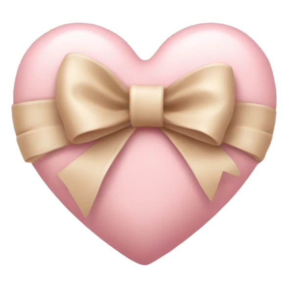 soft pink heart with slightly sandy beige bow and ribbon on it like wrapping a gift sticker
