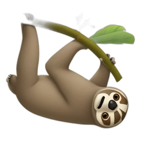 sloth hanging from above without the tree branch sticker