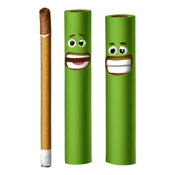 Cigarro verde enrollado en papel acartonado sticker