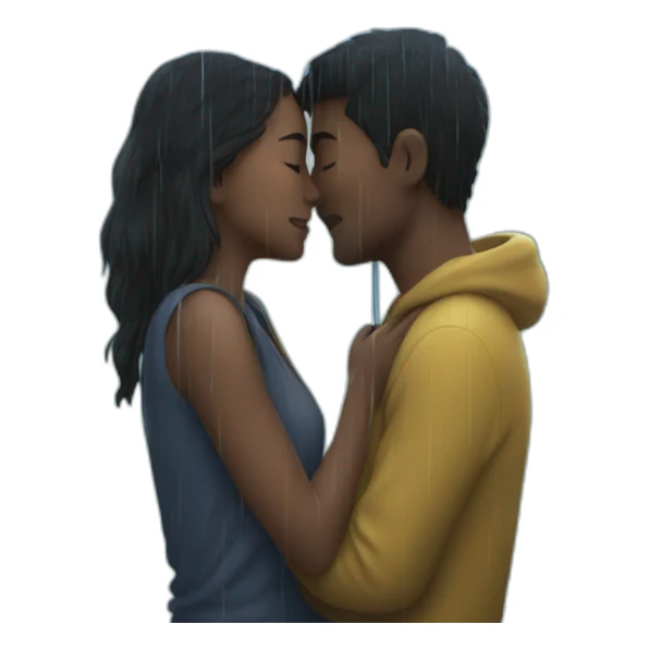 two people kissing under the rain sticker