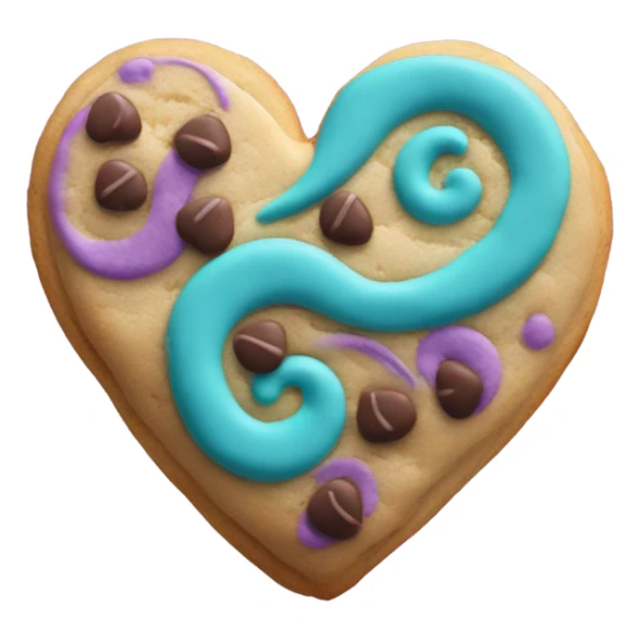 Purple teal chocolate chip heart cookie sticker