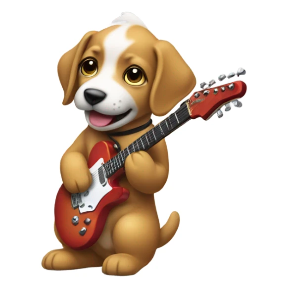 Puppy playing an electric guitar  sticker