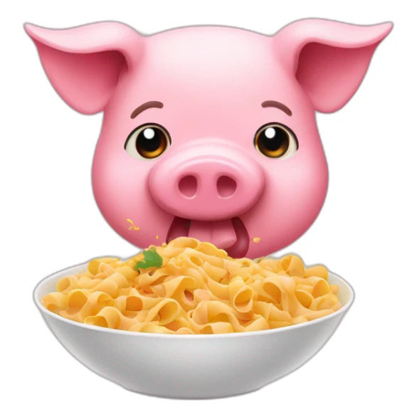 Pig eating pink sauce pasta sticker