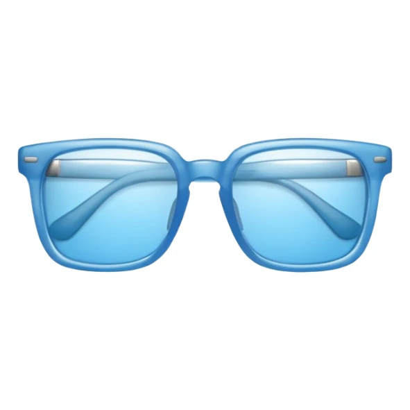 sky-blue square glasses, slightly thick frame, glossy surface,Only glasses. sticker