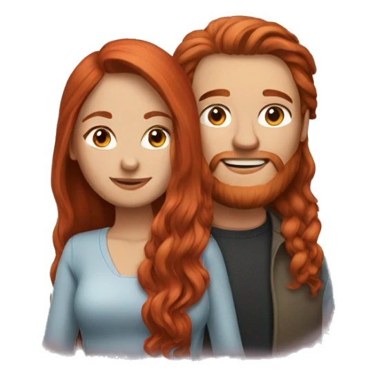 Red haired couple woman with long hair sticker