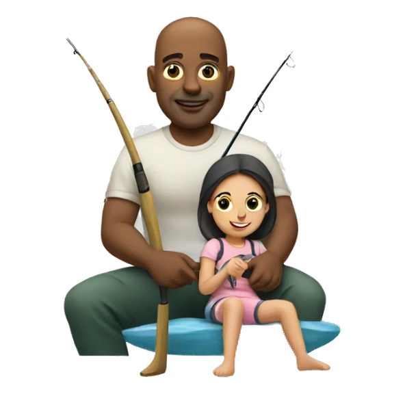 bald dad fishing with daughter sticker