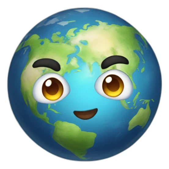 planet earth with cartoon face with smiling eyes sticker
