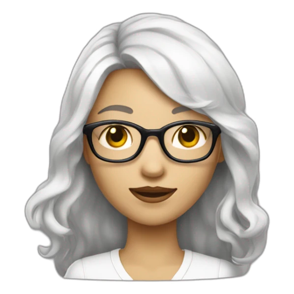 Fille blanche cheveux noirs longs ondulés et lunettes de vue sticker