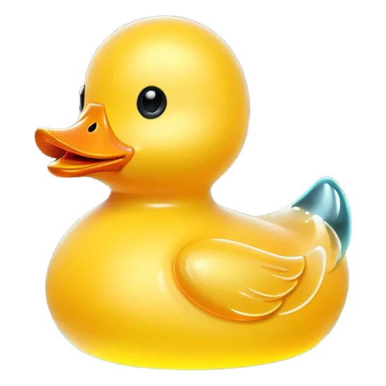 rubber duck,  minimalistic yellow transparent glass 3d neon glowing sticker