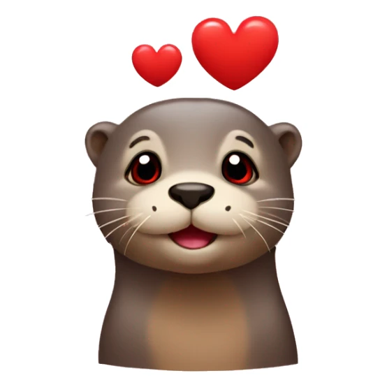 otter with red hearts instead of eyes  sticker