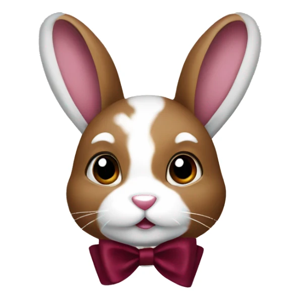 Brown and white bunny with burgundy bow sticker
