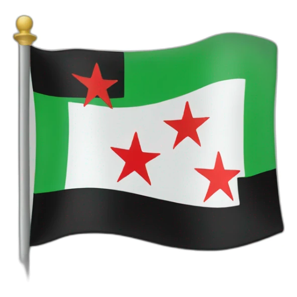 Free syrian flag green, 3 red stars ,black sticker